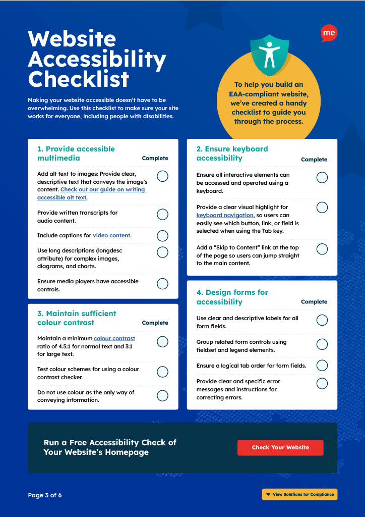 EAA Checklist preview page