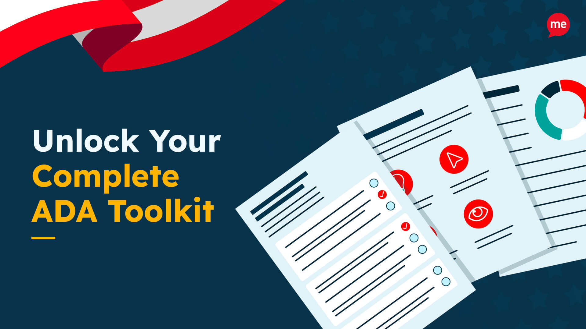 Text reads 'Unlock Your Complete ADA Toolkit' with illustrations of files