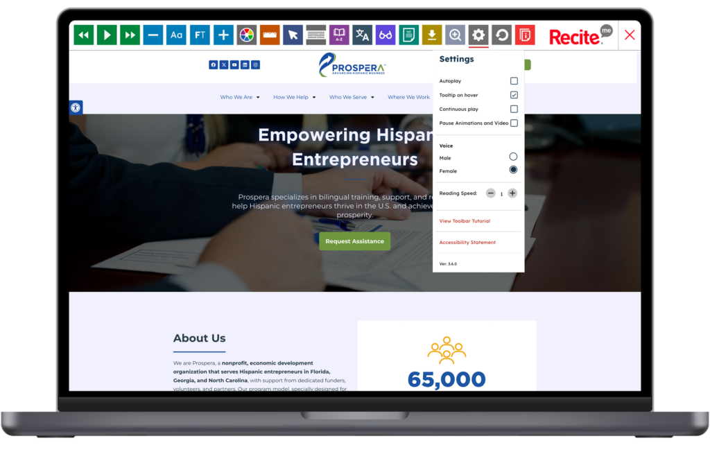 Laptop with screenshot of Prospera website