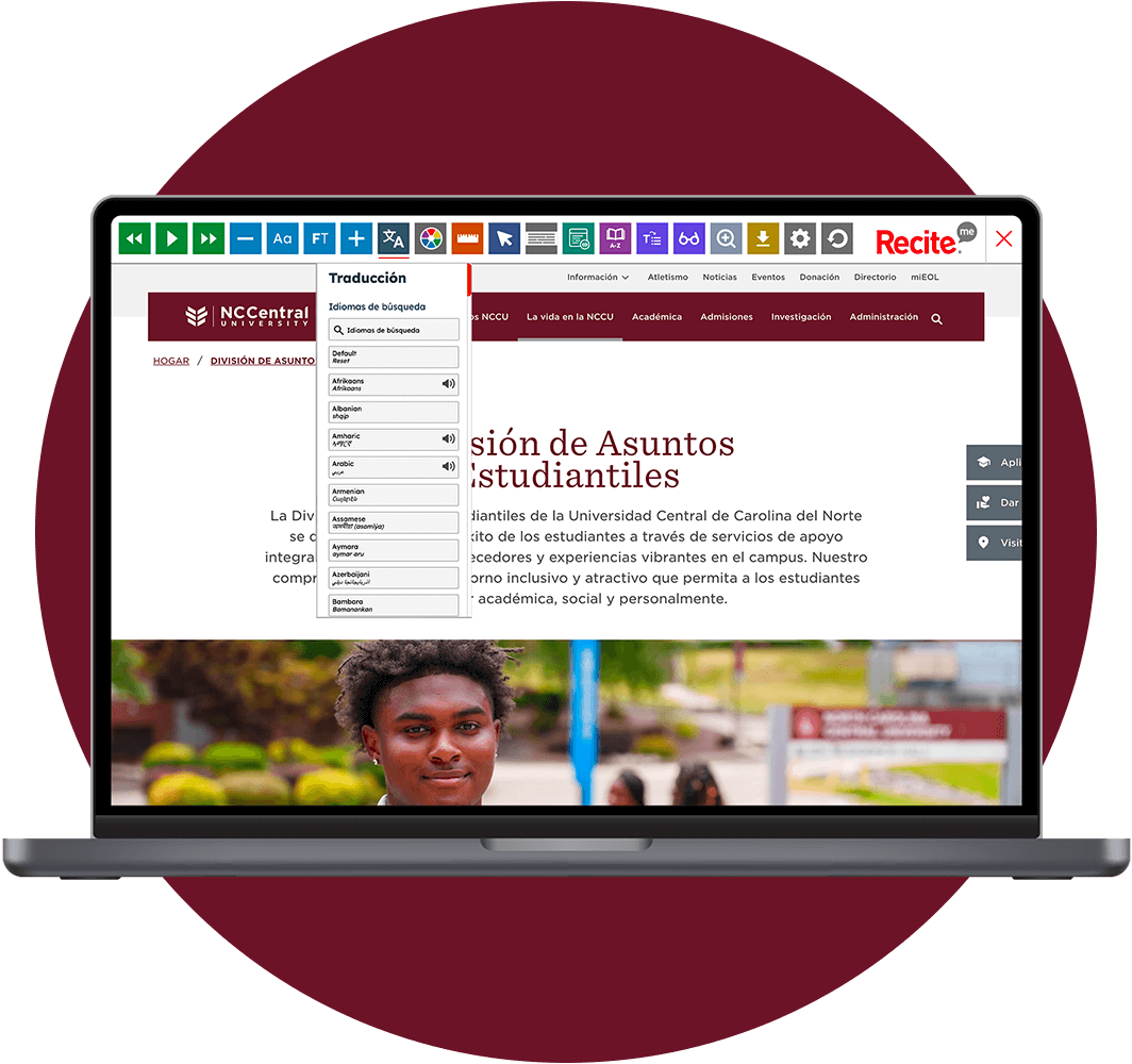 Laptop with screenshot of the North Carolina Central University website