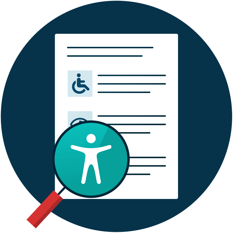 Magnifying glass revealing accessibility Icon