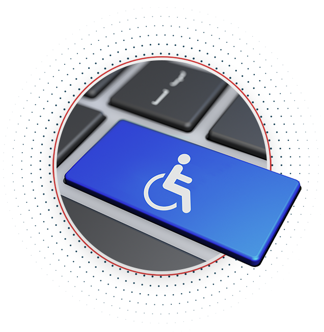 Blue key that has the disabled sign