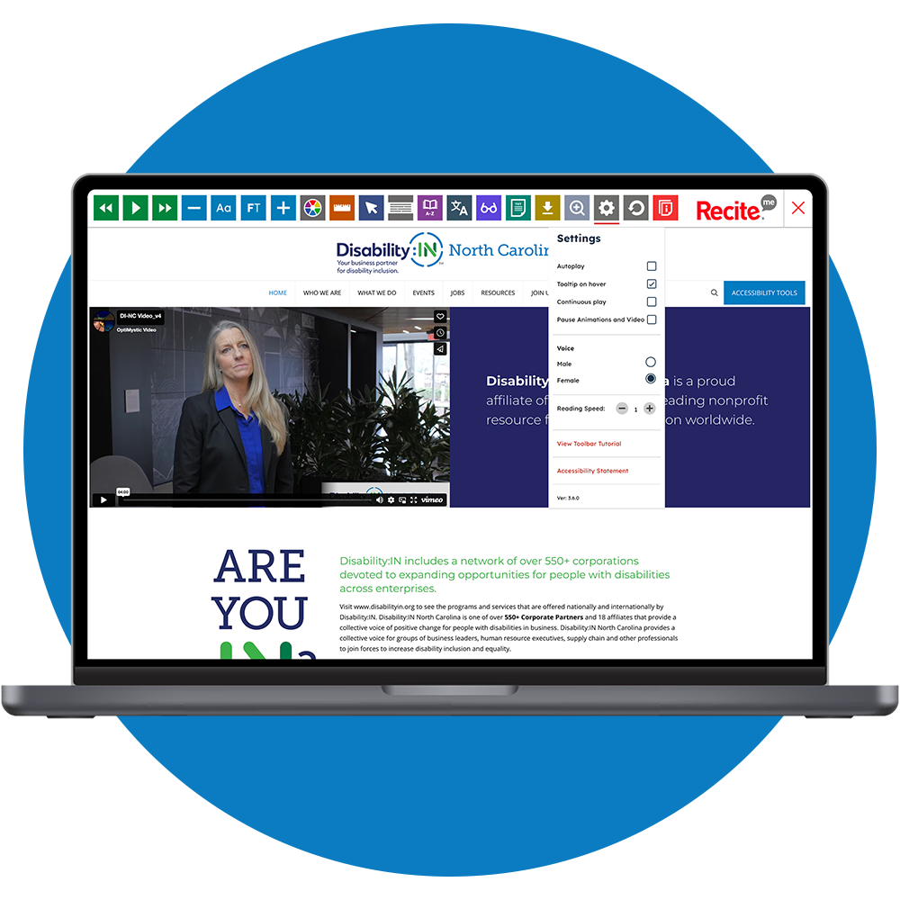 Laptop with Disability:IN North Carolina website