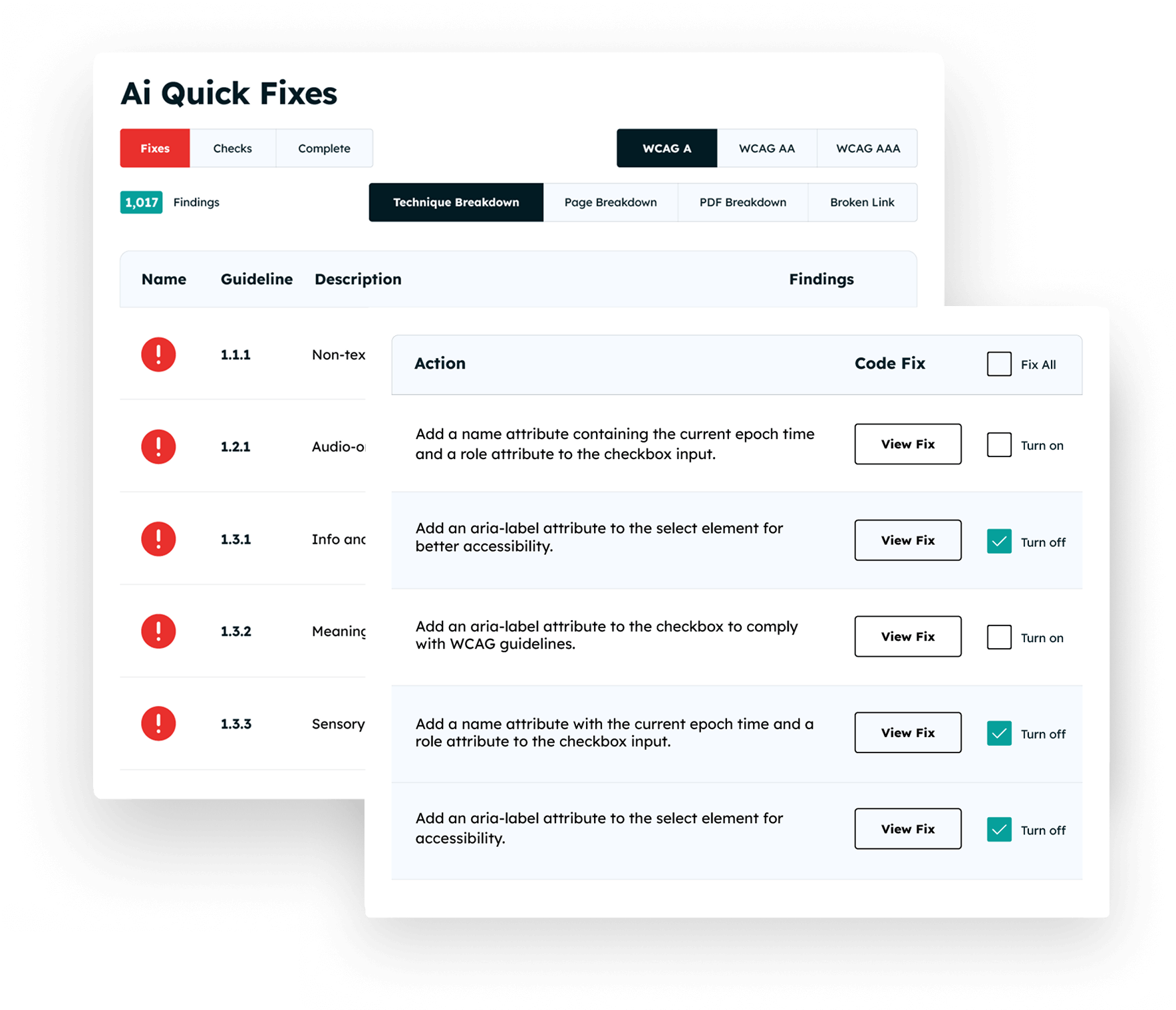 Example of the Ai Quick Fixes feature in the Checker