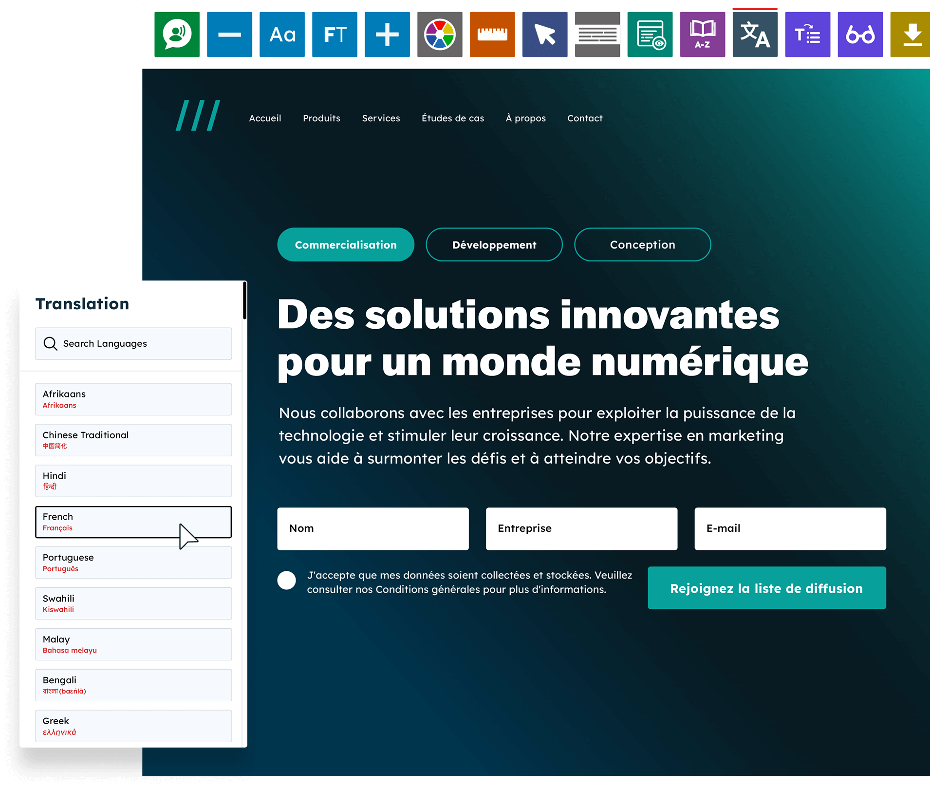 Example image of a website using the Recite Me Toolbar