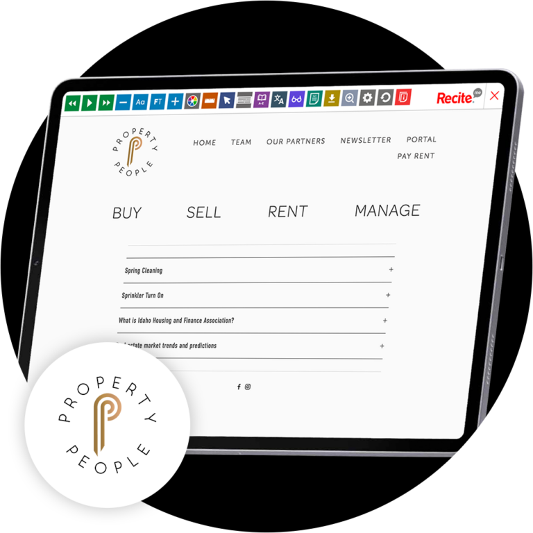 Tablet with screenshot of Idaho Property People website