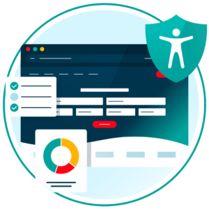 A website with a checklist, showing the data increase and an accessibility icon
